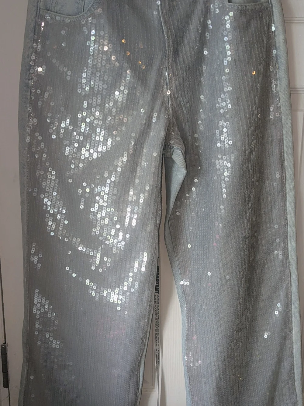 Sequin Light Blue Boyfriend Jeans - Picture 6 of 9